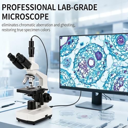 Image of 40X-5000X Trinocular Compound Microscope for Adults, Digital Lab Grade Biological USB Microscope with Dual Mechanical Stage, Slides, WF10X WF25X Eyepieces, Abbe Condenser, PC & Phone Link