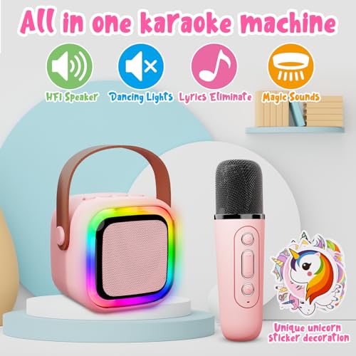 Karaoke Machine for Kids, Portable Karaoke Machine with 1 Microphone Wireless, Family Party Game Toys for Ages 3 4 5 6 7 8 9 10 11 12 Year Old Toddler Boys Girls Kid Christmas Birthday Gifts