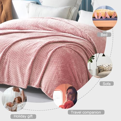 Exclusivo Mezcla UK-FB-JL-5070-PK Pink Fleece Throw Blanket For Couch And Bed thumb #7