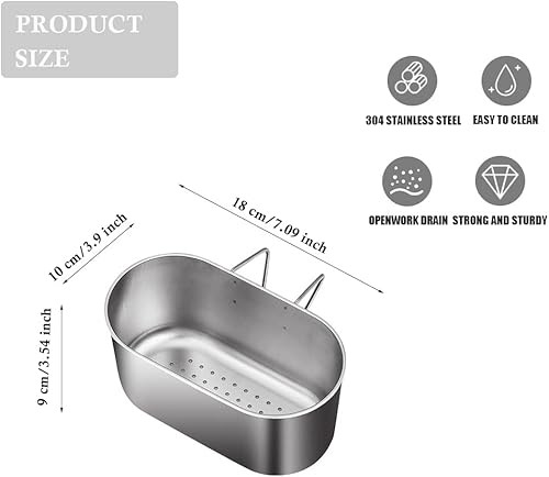 Miniatura 2 de Cesta coladora de drenaje de fregadero de acero inoxidable, colador multifunción para fregadero, colador de alimentos de cocina para filtro,