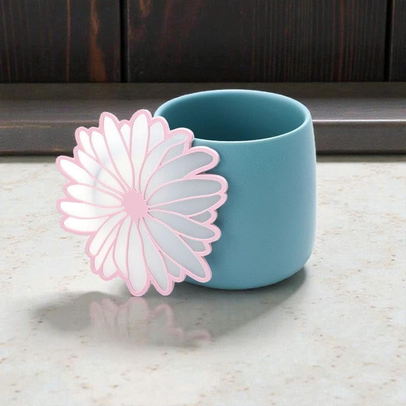 Image of Floral Shaped Silicone Drink Coasters, Set of 3 | Non-Slip & Heat Resistant Table Mats | Aesthetic Cup Coasters for Home & Office | Turquoise, Purple, Orange
