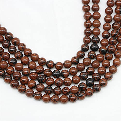 4 6 8 10 12 mm Natural Golden Swan Stone Beads Round Loose Stone Beads for DIY Bracelet Necklace Earring Jewelry Making Accessories (Golden Swan, 6mm×62pcs)