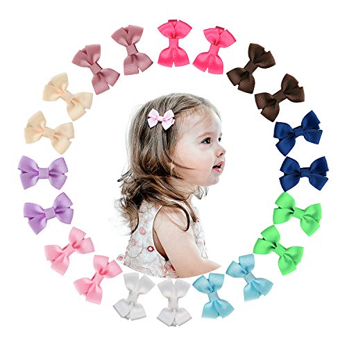 Shemay 10 Pairs 2 inches Tiny Boutique Grosgrain Ribbon Hair Bows Alligator Clips