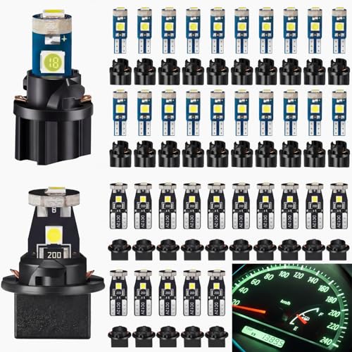 Image of BBTO 40 Set T5 T10 LED Bulbs Dash Lights with Twist Socket Instrument Dashboard Light LED Bulbs for Interior Car Lights Dashboard Instrument Panel Gauge Cluster Indicator Map Dome Light (Green)