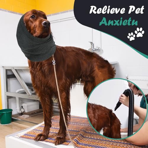 UILYNIU 2 Stücke Hund Snood - Ohrenschützer und Halsband, Gehörschutz, Haustier Ohrenklappe Kopfwickel (Grau)