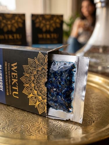 Image of WEKTU Premium Herbal Hookah Flavour, Blueberry and Cool Water, No Tobacco, No Nicotine, Pure Plant Extracts