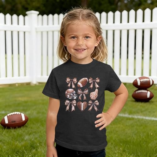 Image of JINTING Football Shirts for Boys Girls Game Day Tshirt Toddler Football Season Tee Kids Bow Coquette Tops