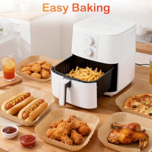 Image of 400 Pcs Air Fryer Liners Disposable, 8 inch Square Unbleached Heavy Duty Air Fryer Paper Liners, Parchment Paper for 5-8 qt Airfryer Basket, Non-Stick & Non-Leak Airfryer Liners for Deep Fryer Accessories