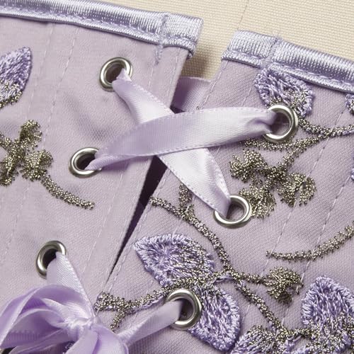 Kimring Women's Embroidered Floral Bustier Strapless Boned Overbust Corset Top4
