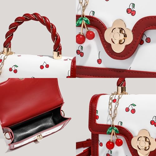 Cherry Purse Women Cherry Print Coquette Bag Cute Trendy Shoulder Bag Y2K Small Handbag Zip Crossbody Purse4