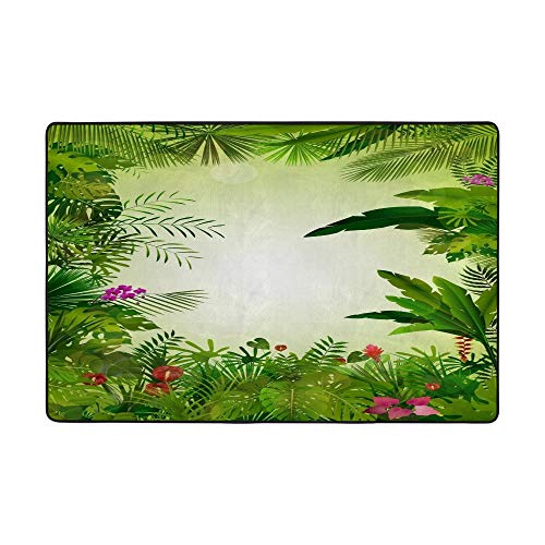 Tapis feuilles vertes grand format pour un salon style jungle chic