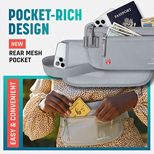 Image of Alpha Keeper Money Belt for Travel Hidden Under Clothes - RFID Blocking Passport Holder & Slim Waist Wallet Pouch for Women & Men, Anti-Theft Travel Accessories