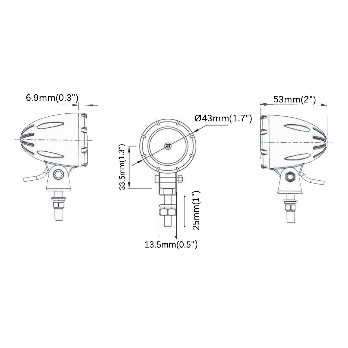 ミニサイズ LEDワークライト 丸形 バイク補助灯 5W フォグランプ オーR