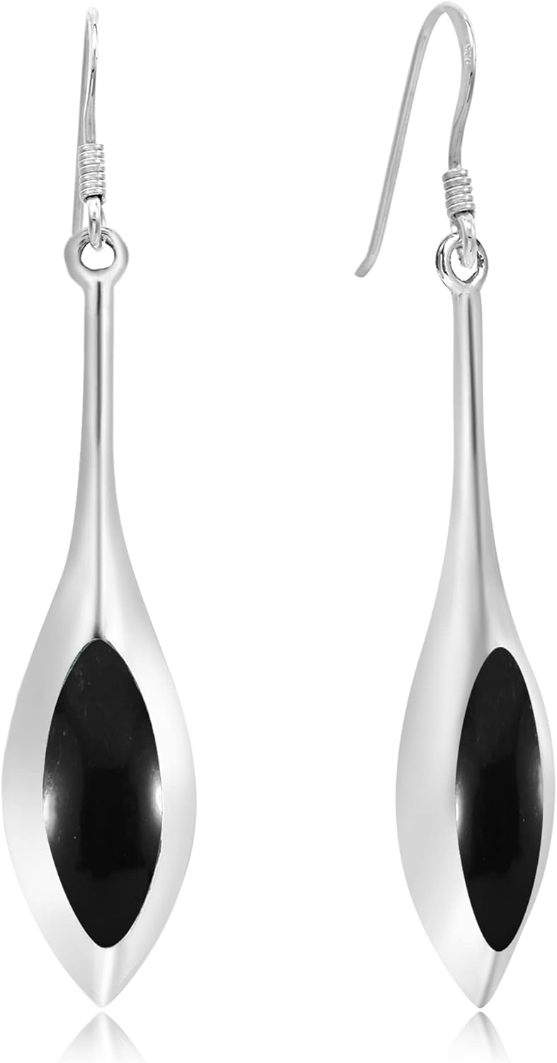 AeraVida Modern Long Icicle Stone Sterling Silver Dangle Earrings for Women, Valentine's Jewelry Gifts