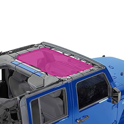 ALIEN SUNSHADE Jeep Wrangler JK or JKU (2007-2018) Front Sun Shade Mesh Top Cover (Pink) – 10 Year Warranty – Blocks UV, Wind, Noise