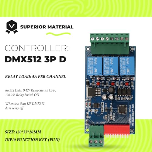 Module DMX512 à relais 3 canaux 5A pour commutation de puissance fluide - 5