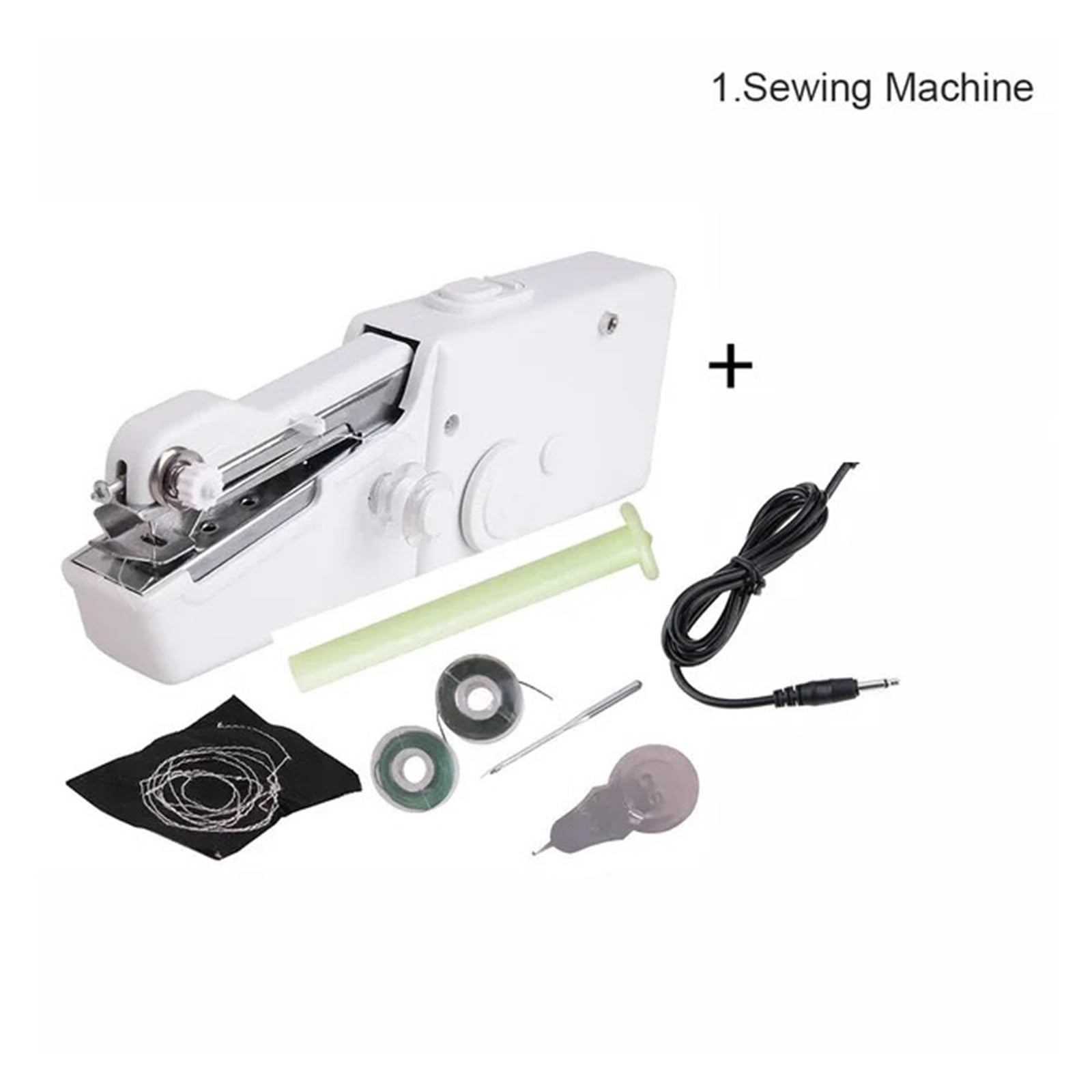 Mini máquina de Coser portátil, máquina electrónica doméstica, Puntada rápida, Costura, Bordado, inalámbrica, para Ropa y Telas, Herramienta Manual fácil de Usar.,White Set B