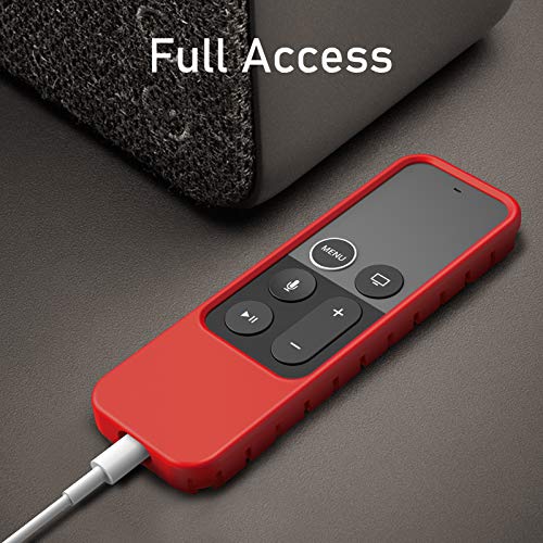 Fintie Protective Case For Apple Tv 4K / Hd Siri Remote (1St Generation) - Honey Comb Lightweight Anti Slip Shockproof Silicone Cover For Apple Tv 4K 5Th / 4Th Gen Siri Remote Controller, Red #TOP1