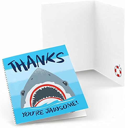 Big Dot of Happiness Shark Zone - Jawsome Shark Party or Birthday Party Thank You Cards (8 count)