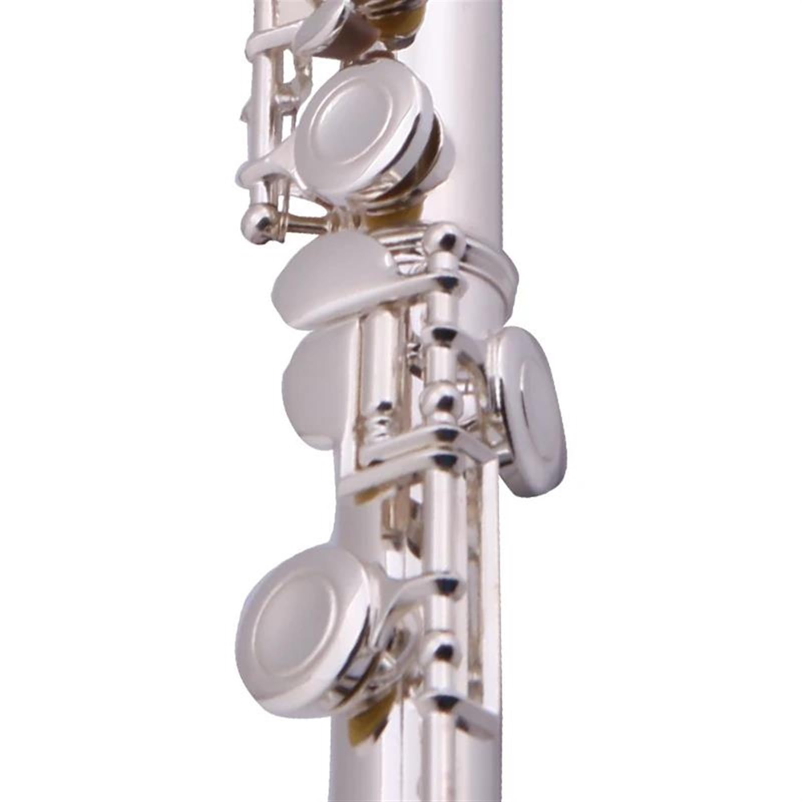 Pearl Flöte, gebogene Kopfstücke, geteilt, 16 Klappen, geschlossenes Loch, C-Stimmung, Neusilber, mit Etui