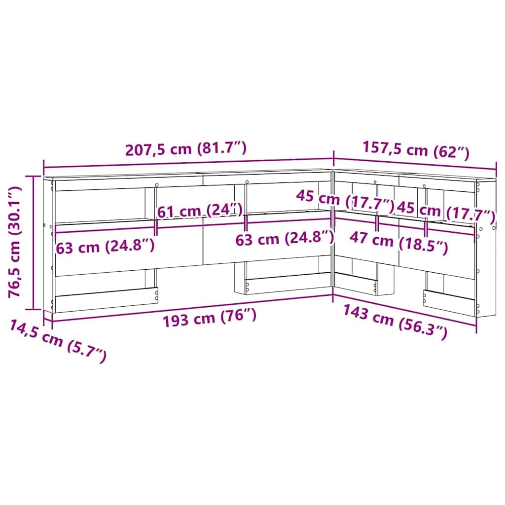 vidaXL Testata Contenitore Rovere Sonoma 140 cm Legno Multistrato, Mobile per Camera, Testata Rettangolare, soluzioni salvaspazio, Organizer Funzionale, Stile Minimalista