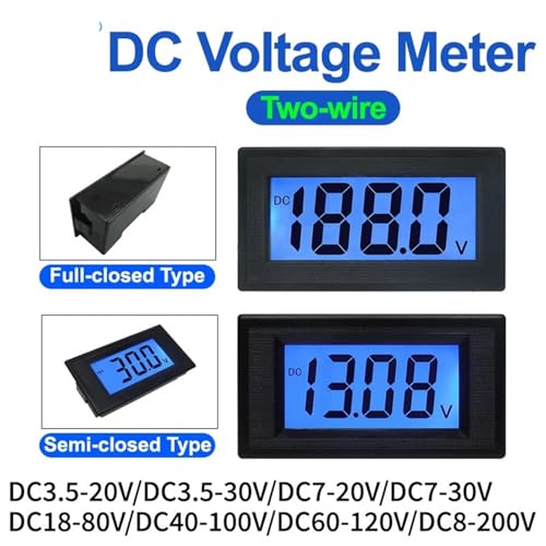 Medidor de voltaje digital LCD de dos cables YB5135D semicerrado para sistemas CC 3.5-20V 3