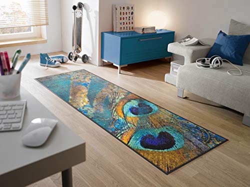 wash+dry Fußmatte, Exotic Pavo 60x180 cm, innen und außen, waschbar