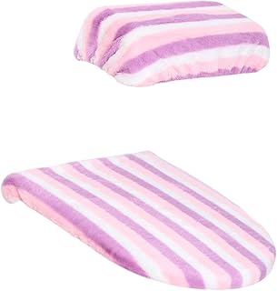 KESOTO Cubierta de Inodoro Y Cojín para El Asiento, Alfombrilla Lavable para El Baño, Lila Blanca, Individual
