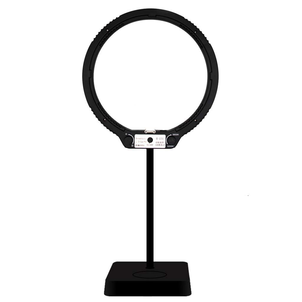 TEBUTI Anello luminoso a LED da 25,4 cm con base da 55 W, dimmerabile, 144 pezzi SMD LED 5500 K, kit di illuminazione per trucco per studio fotografico, riprese video, iPhone, selfie in piedi, 25,4 cm