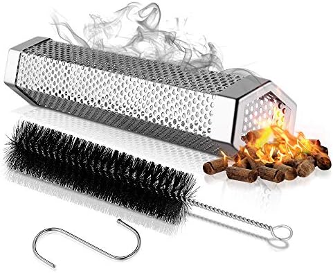 Premium Pellet Smoker Tube for All Grill Electric Gas Charcoal or Smokers- 5 Hours of Billowing Smoke - Cold or Hot Smoking- Ideal for Smoking Cheese Nuts Steaks Fish Pork Beef - 12" Stainless Steel