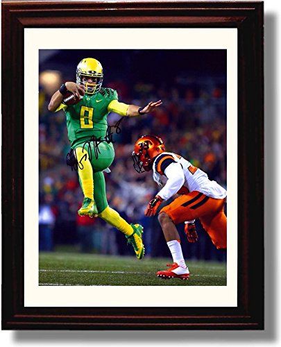 Framed Oregon Ducks Leaping Marcus Mariota Autograph Replica Photo