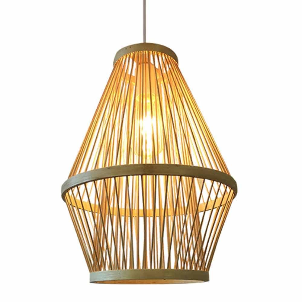 Abat-jour tissé en bambou rétro pour lustre vintage suspendu en rotin