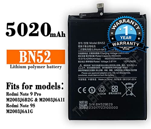 Image of Original BN52 Battery for Redmi Note 9 pro M2003J6B2G / M2003JA6A11 / M2003J6A1G Battery with 1 Year Warranty**** (Y00000176)