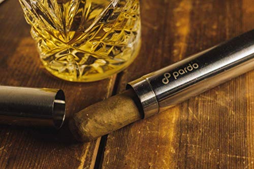 Pardo Cigar Tube - Stainless Steel PortableTravel Case - Large Ring Gauge Cigars (Silver) - Thumbnail 4