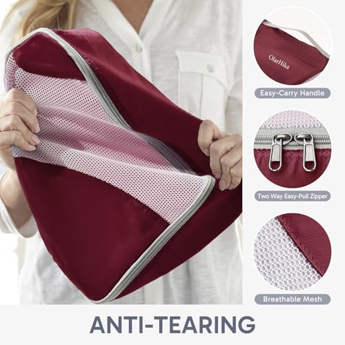 Image of OlarHike Packing Cubes for Travel,10 Set,Burgundy