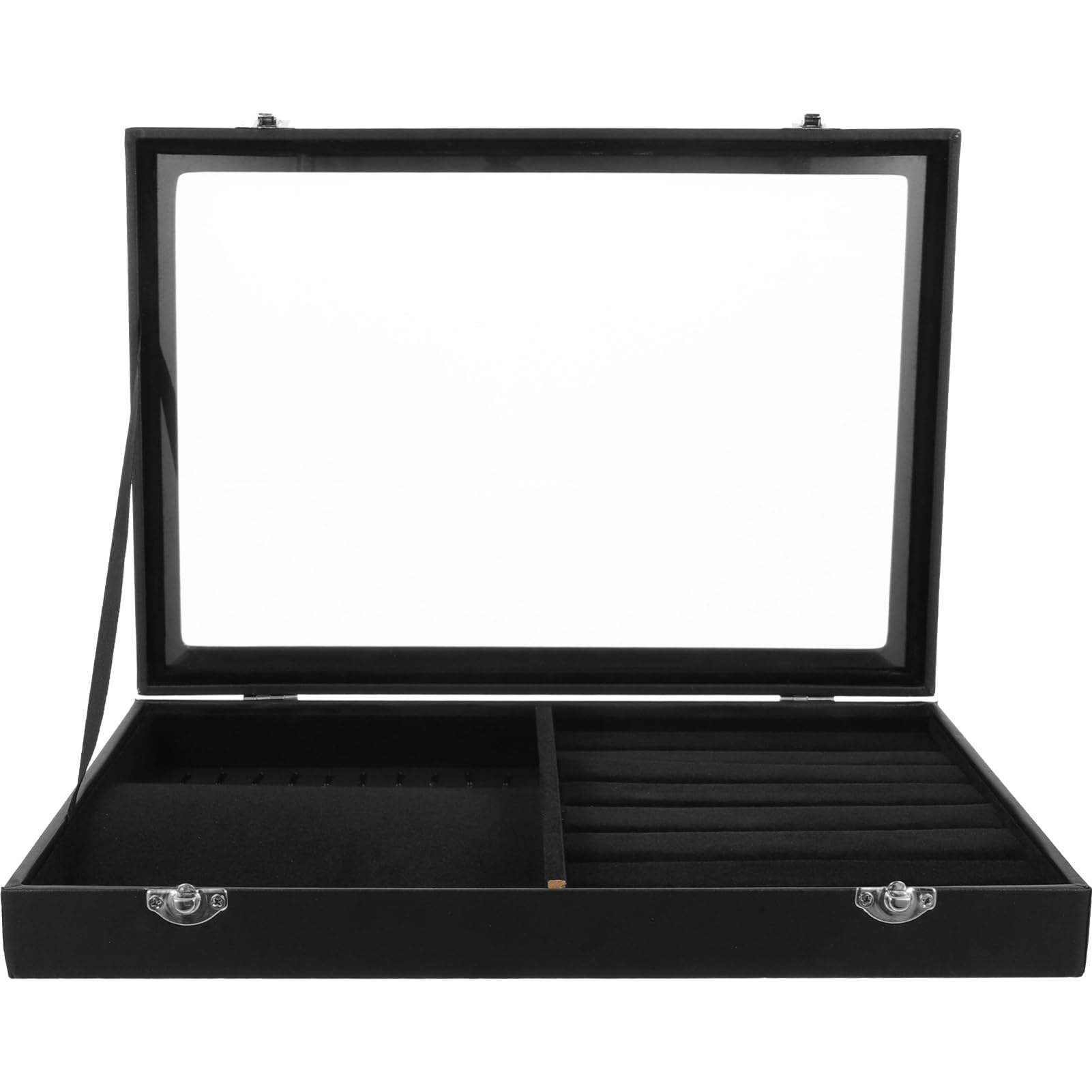 Boîte de rangement pour bijoux FOMIYES en flannelette et verre pour colliers