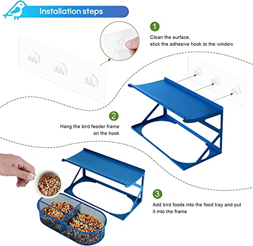Window Bird Feeder, Wild Bird Feeders, Bird Feeder For Outside, Metal Bird Feeder, Removable Feeding Tray, 1.5Lb Bird Feeder For Wild Birds #TOP2