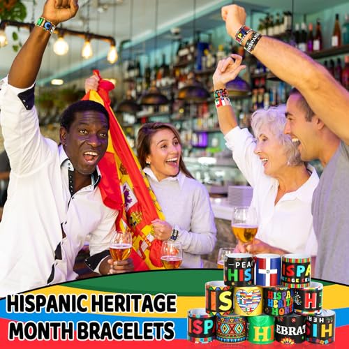 Image of JUNEBRUSHS 56Pcs Hispanic Heritage Month Slap Bracelets Bulk
