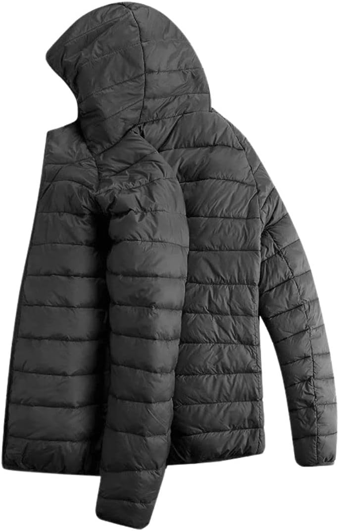 Kinkia Men's Lightweight Puffer Jacket Ultra Soft Warm Waterproof Quilted Hooded Outwear Coat