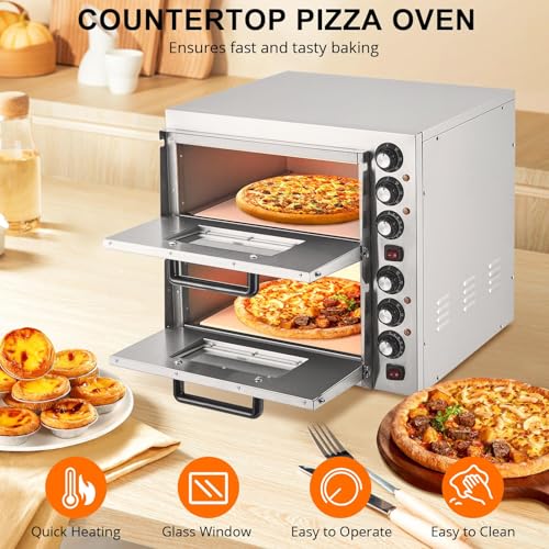3600W Commercial Countertop Pizza Oven, 16 Inch Stainless Steel Electric Pizza Maker with Dual Heating Elements, Multi-Use Oven for Home Kitchen Restaurant Commercial Use - Image 4