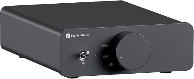 Fosi Audio Q6 Mini Desktop DAC, USB C Digital to Analog Audio Converter for Home Stereo Amplifier and Headphone Amp, Optical/Coaxial Input, RCA Output/Sub-Out, High-Resolution 32bit/768kHz DSD512