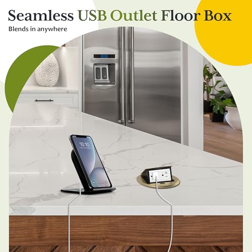 TG Pop-Up Round Floor Box Kit, 20A Tamper-Weather-Resistant Receptacle, Watertight Gasket, Corrosion-Resistant Hardware, Surface Mount for Kitchen, UL Listed, Brass by TG - Image 3