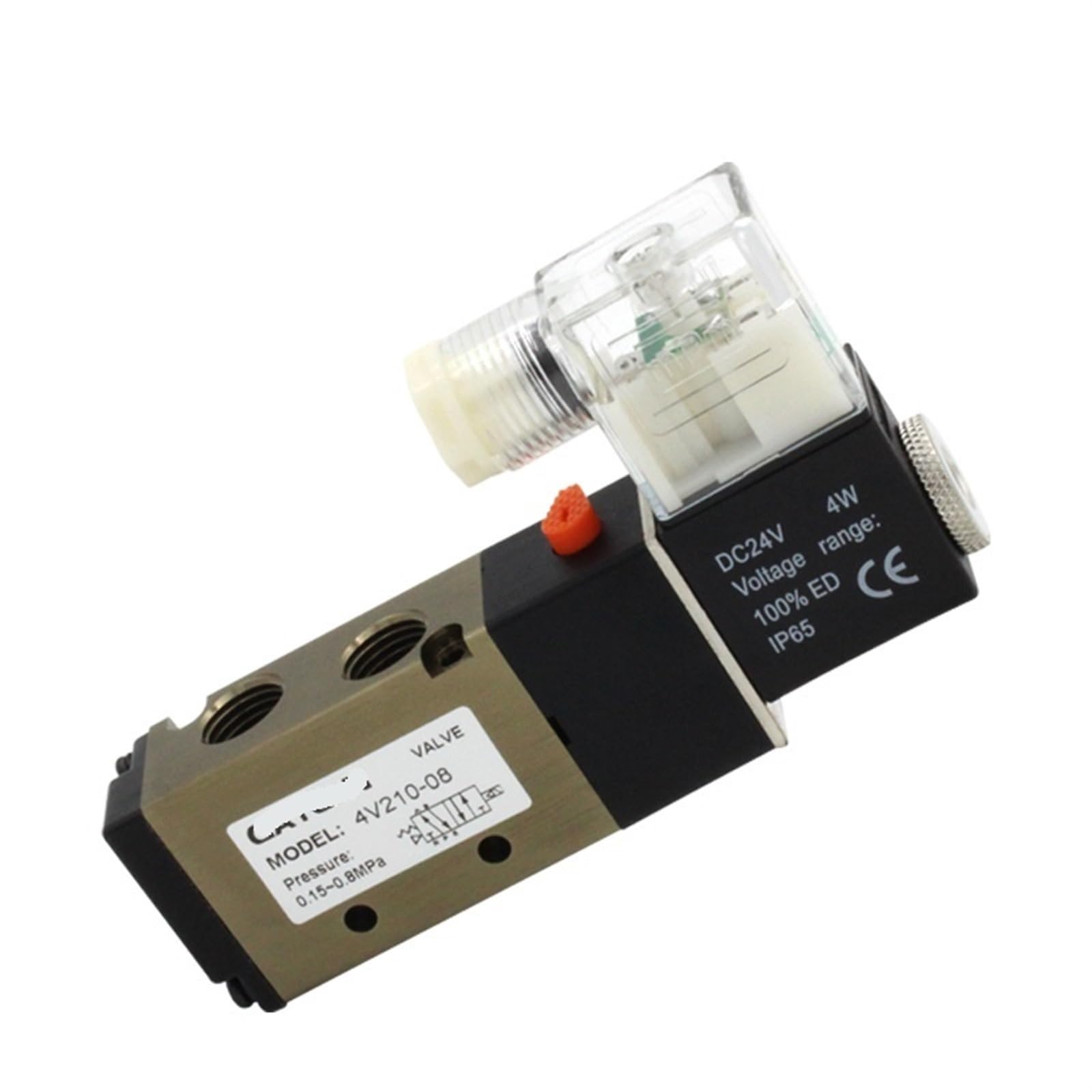 Électrovanne 4V210-08 pneumatique à gaz 5 voies 2 positions AC220V avec raccords 6mm