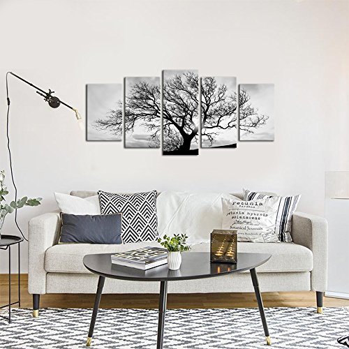Levvarts Black And White Tree Canvas Wall Art Great Sunset Shot Pictures Print On Canvas Nature Winter Landscape Painting Modern Home Living Room Bedroom Decor #TOP1