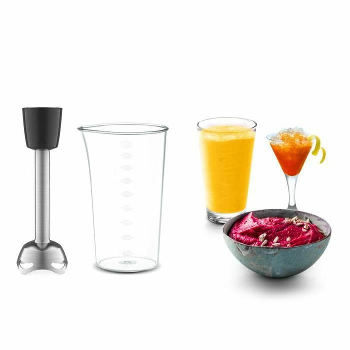 Moulinex HM6539 Powermix Silence Sbattitore Elettrico 600 W, con Fruste e Ganci Impastatori in Acciaio Inox, Tritatutto e Frullatore per Mescolare, Sbattere e Montare, Impostazione Turbo