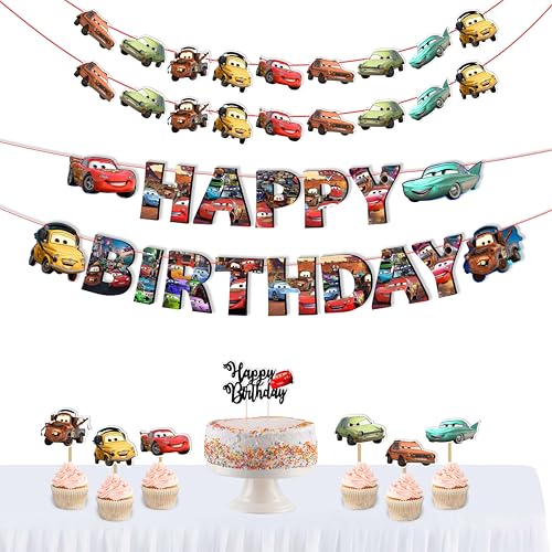 Décoration de fête Cars avec arrière-plan haute définition et bannières
