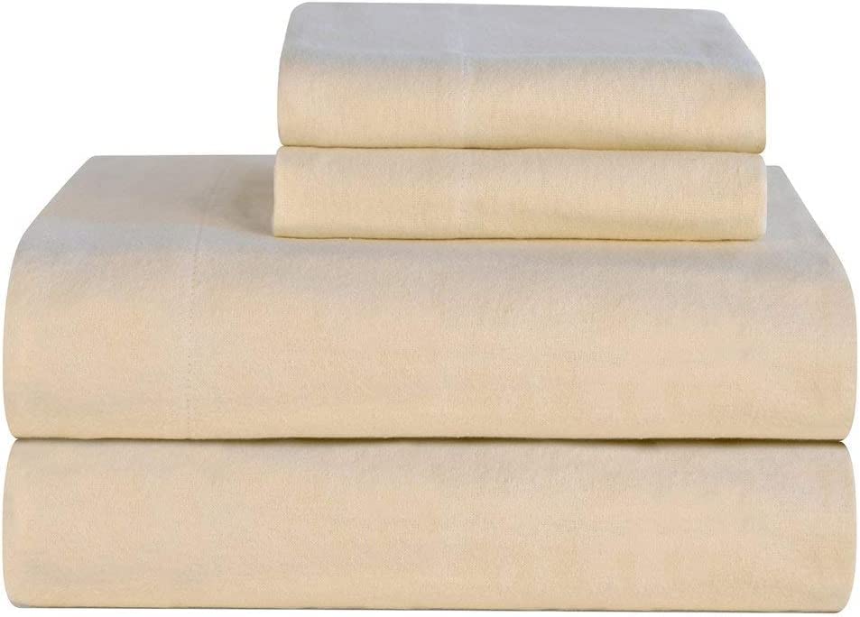 British Home Bedding - 100% Pure Brushed Cotton, Luxury Thermal Flannelette Flat Sheets, Energy Class A+ Cosy and Ultra Soft (Latte, Single) — image 1