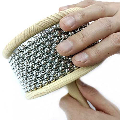 LOONELO Wooden Hand Cabasa with Stainless Steel, Hand Shaker Percussion Instrument with Metal Beads for Adults Band Music Education Classroom Music or Playing at Home by LOONELO - Image 3