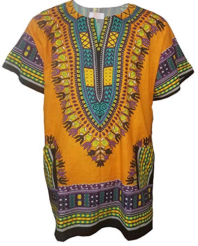 Dupsie's Orange African Print Dashiki Shirt from S to 7XL Plus Size