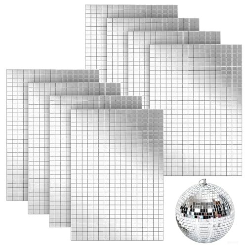 Lot de 14 400 carreaux de mosaïque autocollants en verre - 5 x 5 mm - Carrés - Pour bricolage, fête disco - Décoration (argenté)